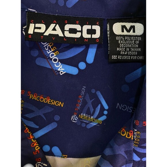 PACO Mens Shirt Medium Button Up Short Sleeve Blue Classic Styling Design - Picture 6 of 9